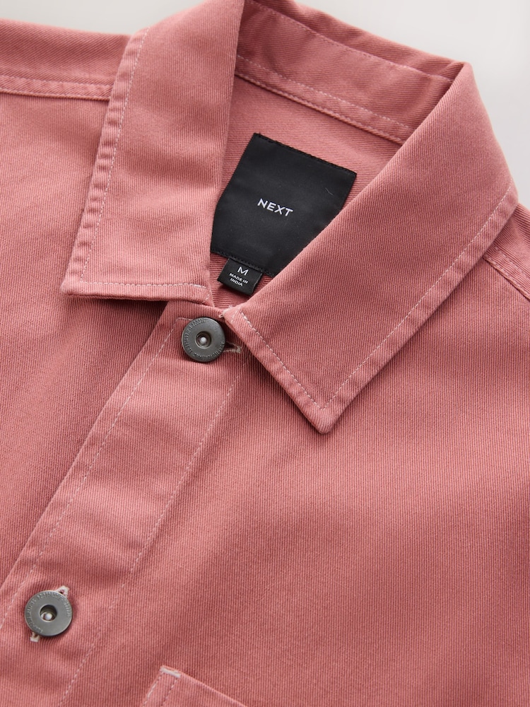 Clay Red 100% Cotton Contrast Stitch Shacket Jacket - Image 8 of 8