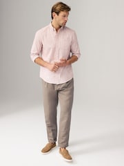 Red/White Textured Long Sleeve 100% Cotton Shirt - Image 2 of 9