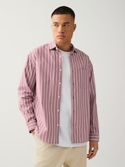 Red Soft Touch 100% Cotton Long Sleeves Stripe Shirt - Image 1 of 7
