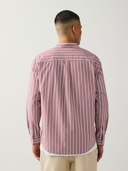 Red Soft Touch 100% Cotton Long Sleeves Stripe Shirt - Image 3 of 7