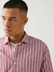 Red Soft Touch 100% Cotton Long Sleeves Stripe Shirt - Image 4 of 7