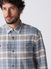 Blue Long Sleeve Check Western Shirt - Image 1 of 8