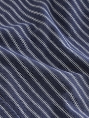Navy Blue Stripe Cotton Long Sleeve 100% Cotton Shirt - Image 10 of 11