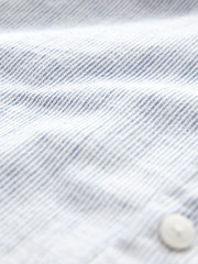 Navy Blue Textured Long Sleeve 100% Cotton Shirt - Image 10 of 10