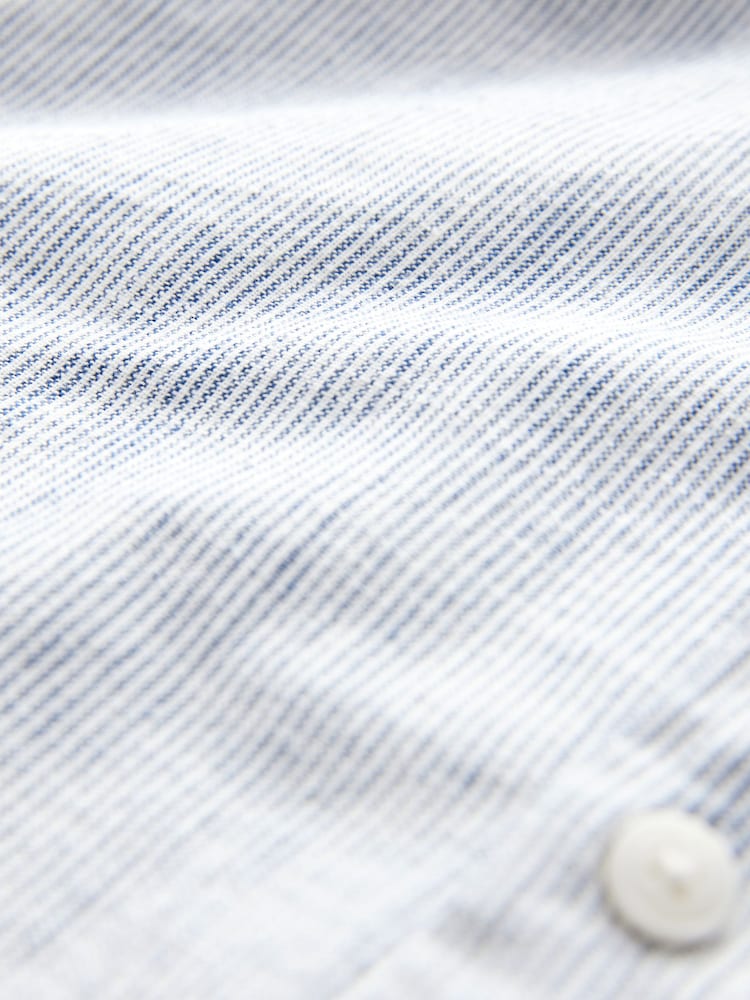 Navy Blue Textured Long Sleeve 100% Cotton Shirt - Image 10 of 10