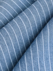 Blue Chambray Denim Stripe Long Sleeve 100% Cotton Shirt - Image 7 of 7