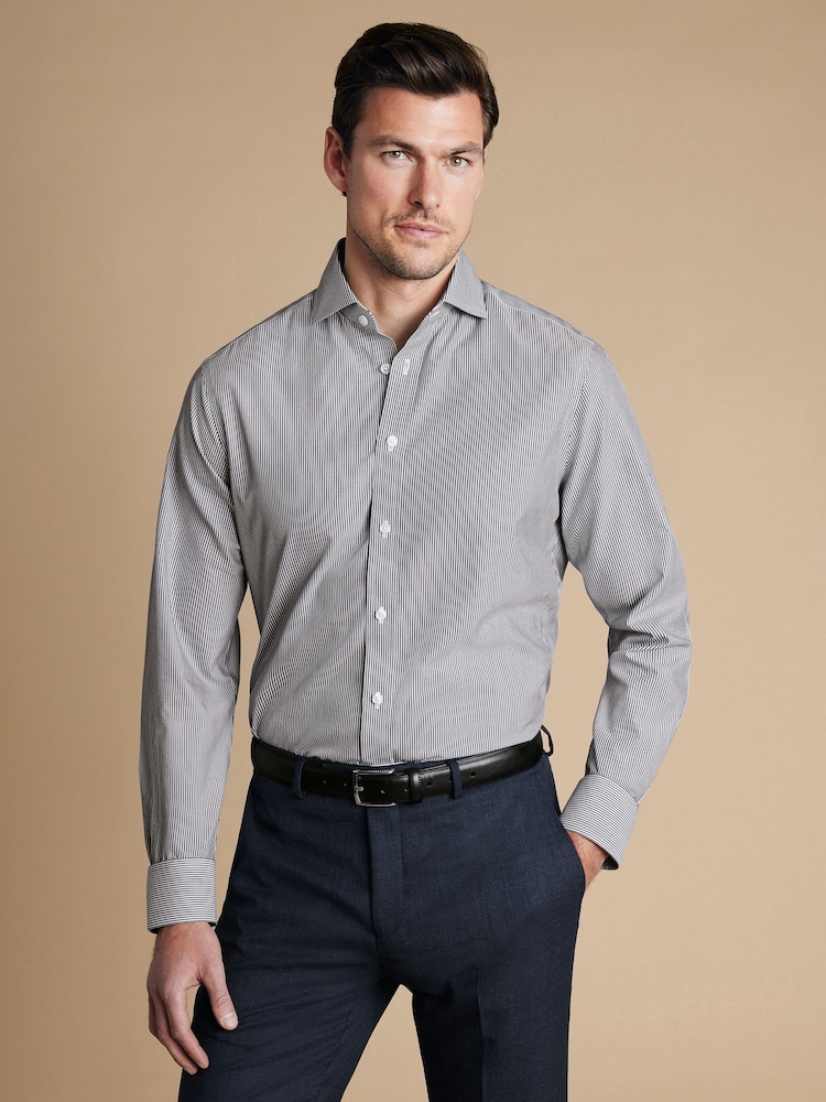 Charles Tyrwhitt – bügelfreies, gestreiftes Slim-Fit-Bengal-Hemd mit Haifischkragen, 100 % Baumwolle - Bild 1 von 6