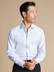 Charles Tyrwhitt Blue Slim Fit Cutaway Collar Non Iron Fine 100% Cotton Check Shirt - Image 2 of 7