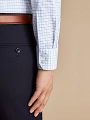 Charles Tyrwhitt Blue Slim Fit Cutaway Collar Non Iron Fine 100% Cotton Check Shirt - Image 4 of 7