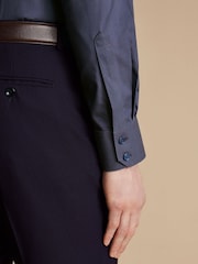 Charles Tyrwhitt Blue Slim Fit Cutaway Collar Non Iron Poplin 100% Cotton Shirt - Image 2 of 6