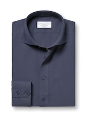 Charles Tyrwhitt Blue Slim Fit Cutaway Collar Non Iron Poplin 100% Cotton Shirt - Image 4 of 6