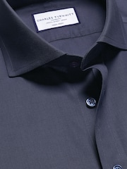 Charles Tyrwhitt Blue Slim Fit Cutaway Collar Non Iron Poplin 100% Cotton Shirt - Image 5 of 6