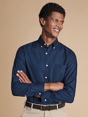 Charles Tyrwhitt Blue Slim Fit Non-Iron Spot Casual Print 100% Cotton Shirt - Image 1 of 7