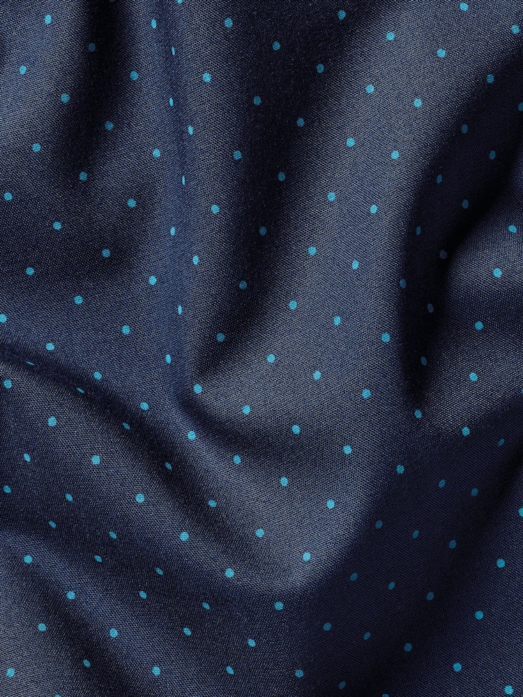 Charles Tyrwhitt Blue Slim Fit Non-Iron Spot Casual Print 100% Cotton Shirt - Image 7 of 7