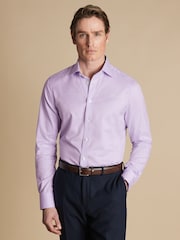 Charles Tyrwhitt Purple Slim fit Egyptian cotton Ascot weave Shirt - Image 1 of 6