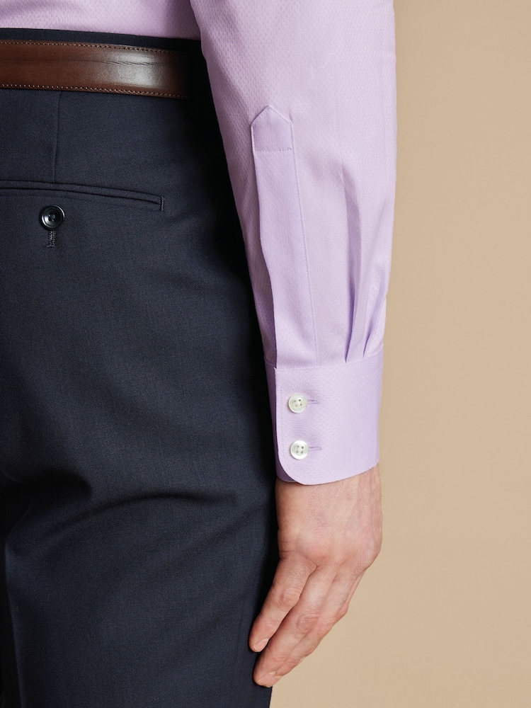 Charles Tyrwhitt Purple Slim fit Egyptian cotton Ascot weave Shirt - Image 2 of 6