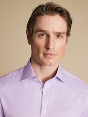 Charles Tyrwhitt Purple Slim fit Egyptian cotton Ascot weave Shirt - Image 3 of 6