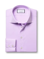 Charles Tyrwhitt Purple Slim fit Egyptian cotton Ascot weave Shirt - Image 4 of 6