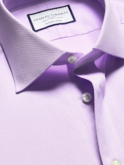 Charles Tyrwhitt Purple Slim fit Egyptian cotton Ascot weave Shirt - Image 5 of 6