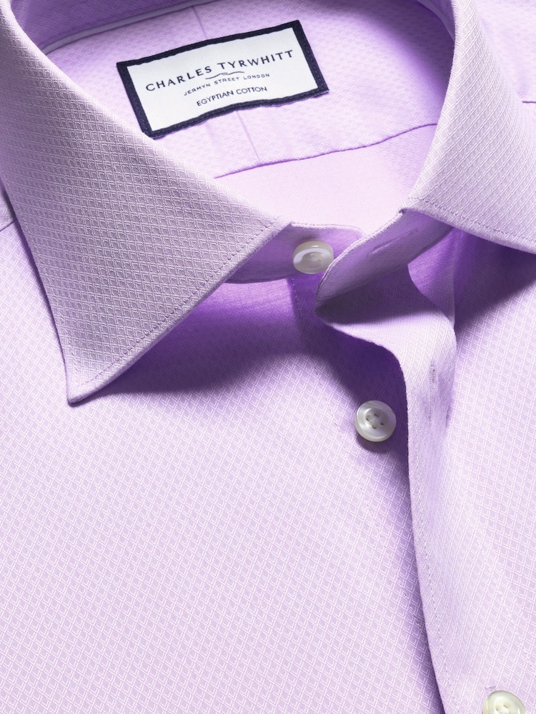 Charles Tyrwhitt Purple Slim fit Egyptian cotton Ascot weave Shirt - Image 5 of 6