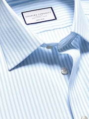 Charles Tyrwhitt Blue Slim Fit Non Iron Royal Oxford 100% Cotton Stripe Shirt - Image 5 of 6