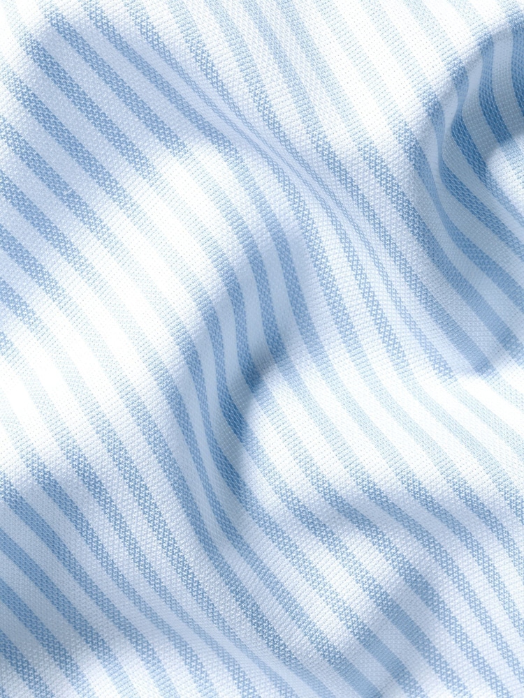 Charles Tyrwhitt Blue Slim Fit Non Iron Royal Oxford 100% Cotton Stripe Shirt - Image 6 of 6
