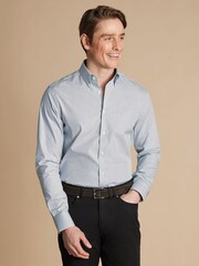 Charles Tyrwhitt Black Slim Fit Non Iron Button Down 100% Cotton Check Shirt - Image 1 of 6