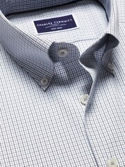 Charles Tyrwhitt Black Slim Fit Non Iron Button Down 100% Cotton Check Shirt - Image 5 of 6