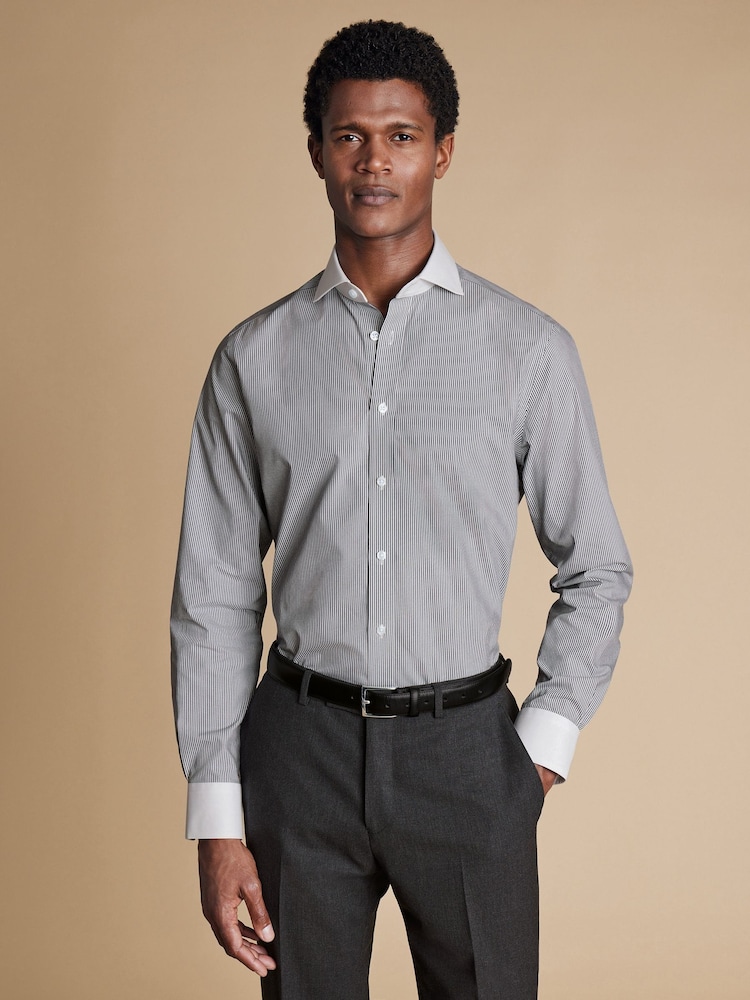 Charles Tyrwhitt Black Slim Fit Non Iron Winchester Bengal 100% Cotton Stripe Shirt - Image 1 of 7