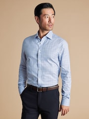 Charles Tyrwhitt Blue Slim Fit Egyptian Cotton Pow Check Shirt - Image 1 of 6