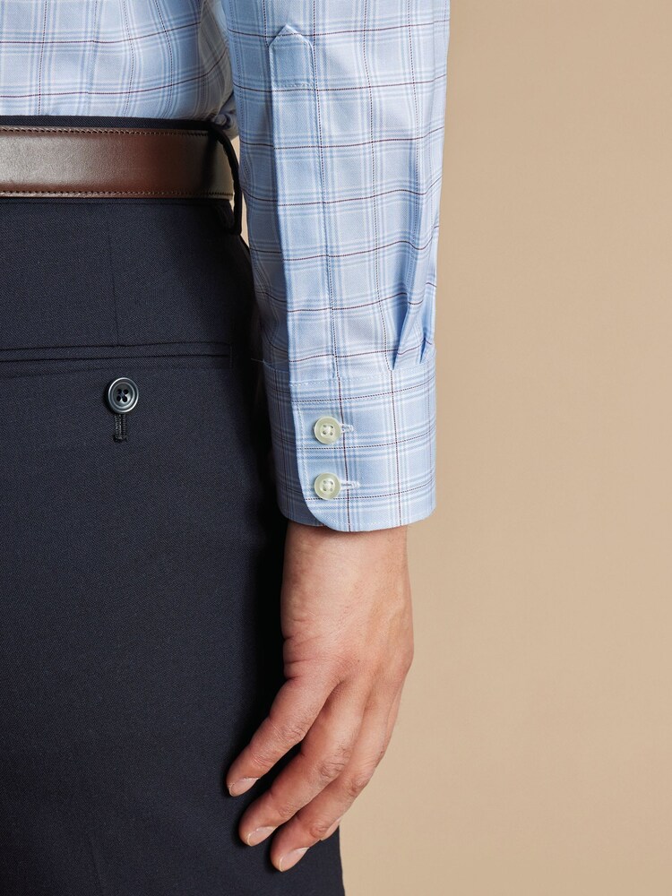 Charles Tyrwhitt Blue Slim Fit Egyptian Cotton Pow Check Shirt - Image 2 of 6