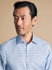 Charles Tyrwhitt Blue Slim Fit Egyptian Cotton Pow Check Shirt - Image 3 of 6