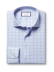 Charles Tyrwhitt Blue Slim Fit Egyptian Cotton Pow Check Shirt - Image 4 of 6