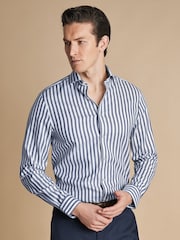 Charles Tyrwhitt Slim Fit Cutaway Collar Non-Iron Wide Stripe 100% Cotton Shirt - Изображение 1 из 6