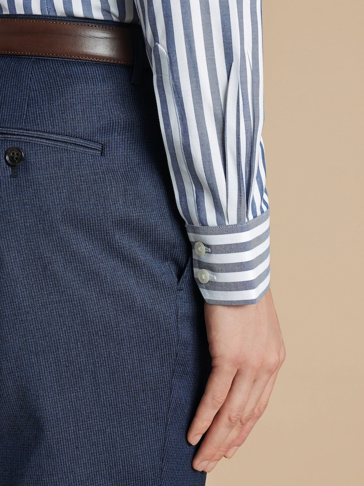 Charles Tyrwhitt Slim Fit Cutaway Collar Non-Iron Wide Stripe 100% Cotton Shirt - Изображение 2 из 6