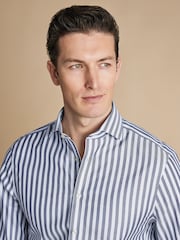 Charles Tyrwhitt Slim Fit Cutaway Collar Non-Iron Wide Stripe 100% Cotton Shirt - Изображение 3 из 6