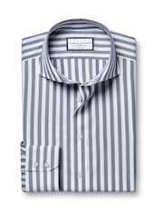 Charles Tyrwhitt Slim Fit Cutaway Collar Non-Iron Wide Stripe 100% Cotton Shirt - Изображение 4 из 6