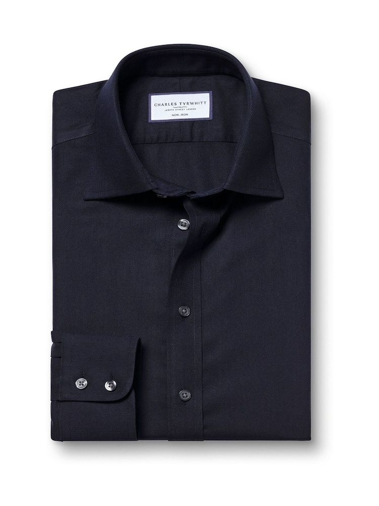 Charles Tyrwhitt Blue Slim Fit Non Iron Royal Oxford 100% Cotton Shirt - Image 4 of 6