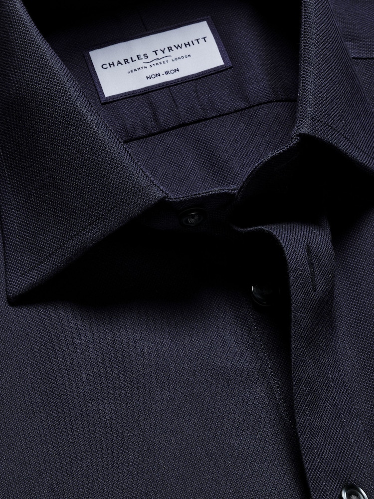 Charles Tyrwhitt Blue Slim Fit Non Iron Royal Oxford 100% Cotton Shirt - Image 5 of 6