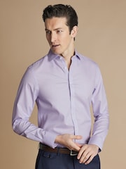 Charles Tyrwhitt Purple Slim Fit Non-Iron Kensington Weave Shirt - Image 1 of 1