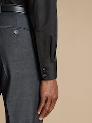Charles Tyrwhitt Black Slim Fit Egyptian Cotton Ascot Weave Shirt - Image 3 of 6