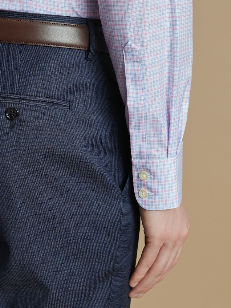 Charles Tyrwhitt Pink Slim Fit Egyptian Cotton Two Colour Check Shirt - Image 2 of 5