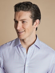 Charles Tyrwhitt Pink Slim Fit Egyptian Cotton Two Colour Check Shirt - Image 3 of 5