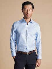 Charles Tyrwhitt Blue Slim Fit Egyptian Cotton Two Colour Check Shirt - Image 1 of 6