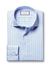 Charles Tyrwhitt Blue Slim Fit Egyptian Cotton Two Colour Check Shirt - Image 4 of 6
