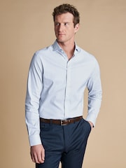 Charles Tyrwhitt Blue Slim Fit Non Iron Stretch Twill Fine Check Shirt - Image 1 of 6