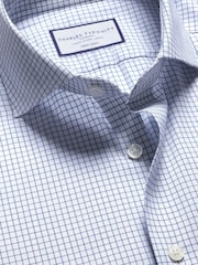 Charles Tyrwhitt Blue Slim Fit Non Iron Stretch Twill Fine Check Shirt - Image 5 of 6