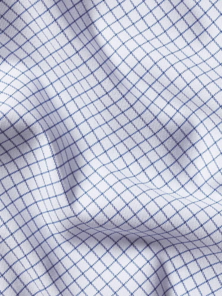 Charles Tyrwhitt Blue Slim Fit Non Iron Stretch Twill Fine Check Shirt - Image 6 of 6