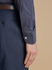 Charles Tyrwhitt Blue Slim Fit Non Iron Stretch Twill Fine Check Shirt - Image 2 of 6