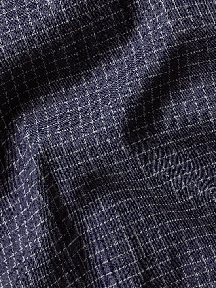Charles Tyrwhitt Blue Slim Fit Non Iron Stretch Twill Fine Check Shirt - Image 6 of 6